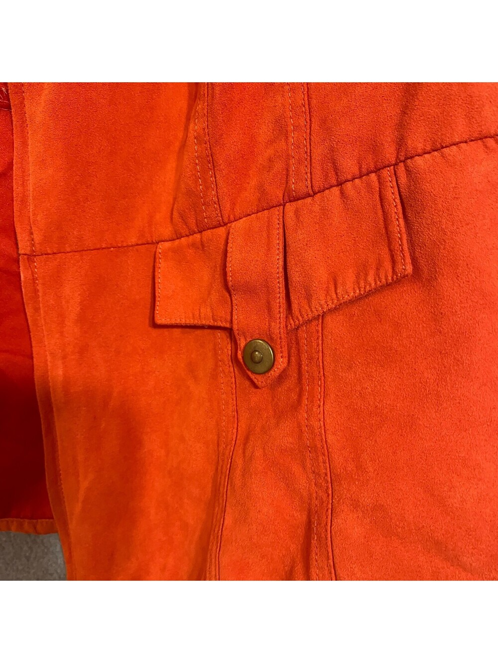 Cato Woman Faux Suede Jacket Plus Size 14/16W Orange Zip Front Snap Pockets - Picture 2 of 4